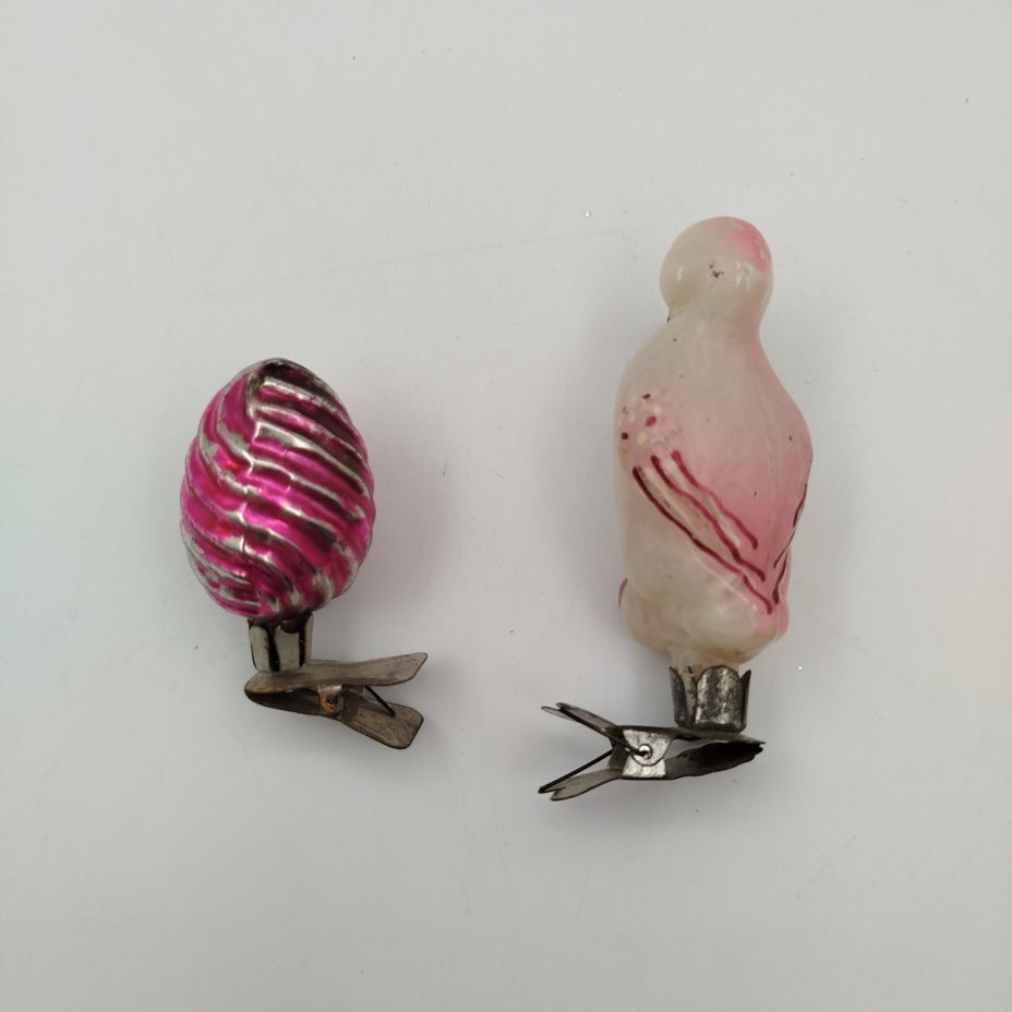 Набор из 2-х ёлочных игрушек на прищепке "Утка" и "Шишка"