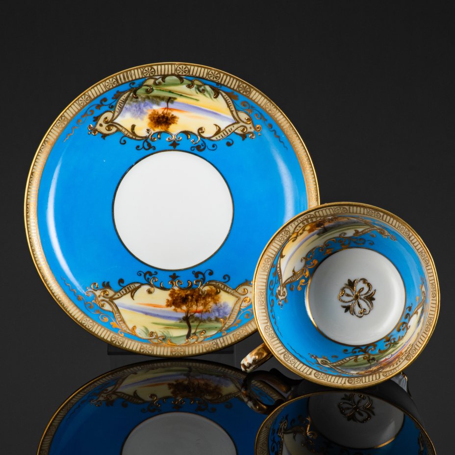 Пара чайная, украшенная изображением пейзажа, Noritake
