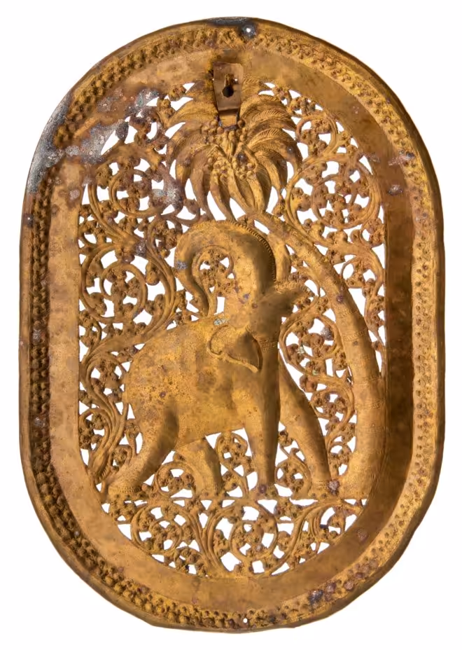 Панно настенное "Слон", латунь, чеканка, Индия, 1970-1990 гг.