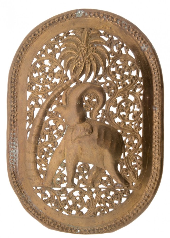 Панно настенное "Слон", латунь, чеканка, Индия, 1970-1990 гг.