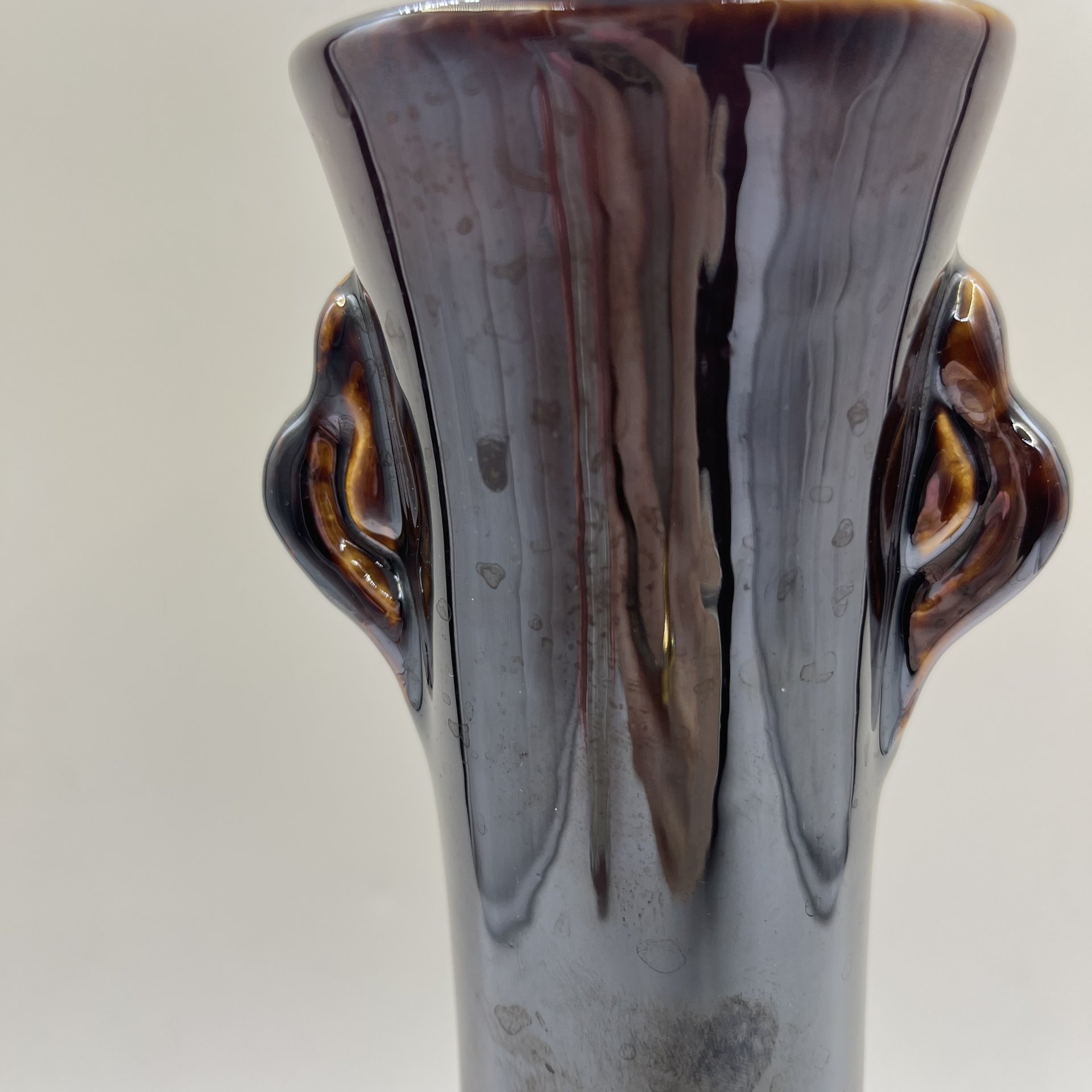 Ваза  для букета с миниатюрными ручками, керамика, поливы, СССР, 1970-1990 гг.