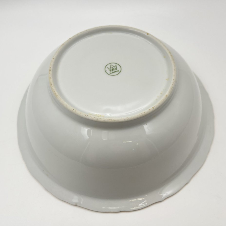 Салатник, украшенный изображением розы, фарфор, деколь, золочение, Kahla, ГДР, 1968-1987 гг.