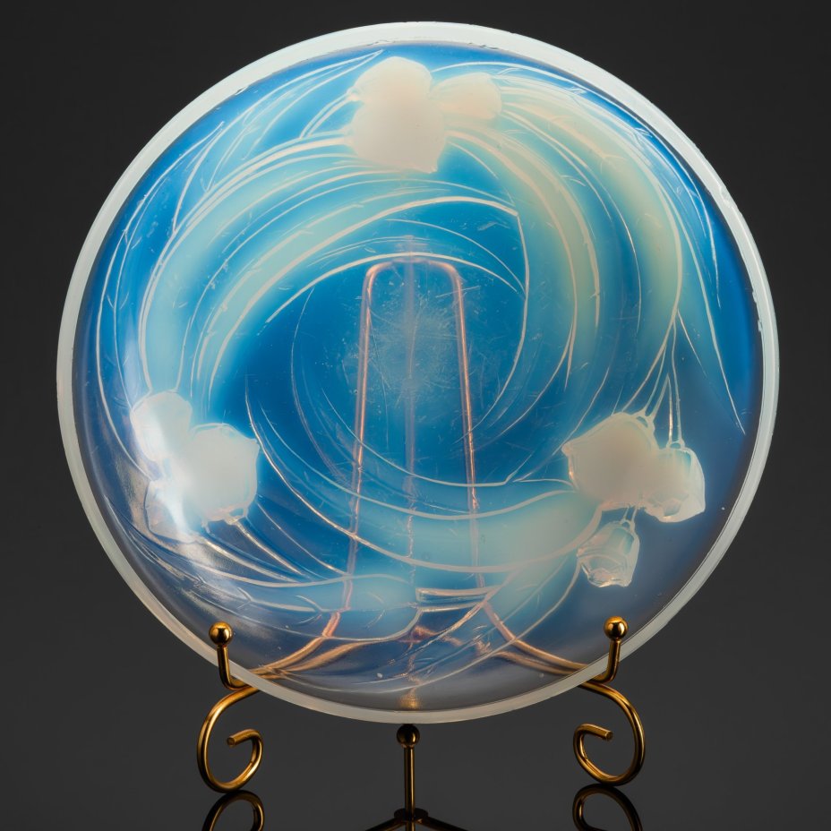 Ваза-конфетница с цветочным декором, фирма "Etling", стекло, пресс, Франция, 1930-1950 гг.