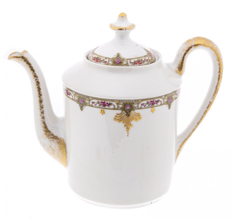 Сервиз чайный из 3 предметов (кофейник, сахарница, молочник), фарфор, роспись, золочение, мануфактура "Limoges", Франция,  1901-1913 гг., Limoges