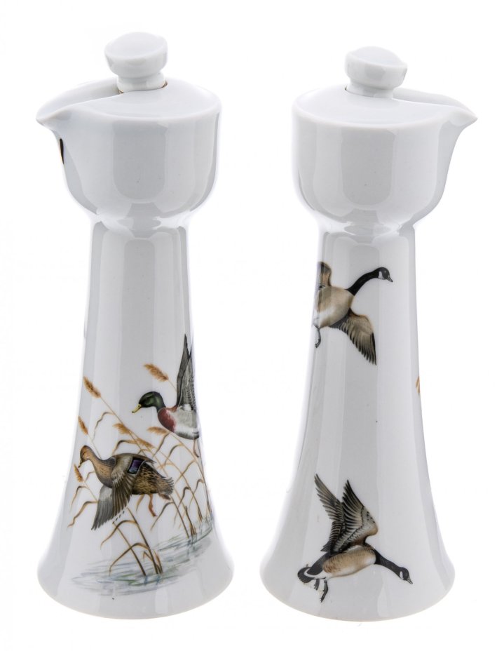 Парные кувшины для масла и уксуса с изображением уток, мануфактура "Porcelaine de Paris",  Limoges, Франция, 1970-1990 гг., Porcelaine de Paris