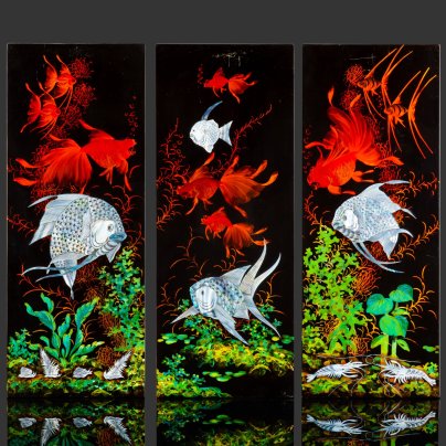 Настенный декор (триптих) "Рыбы"