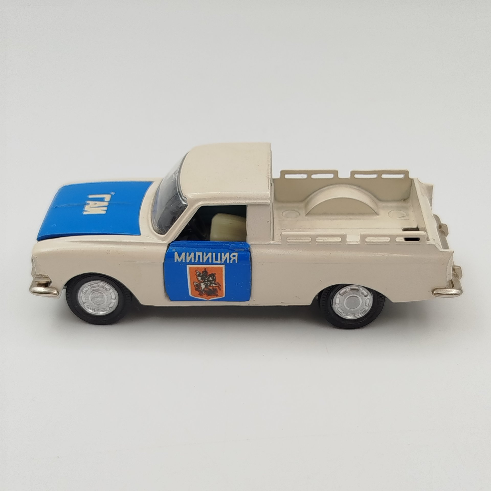 Модель "Москвич-пикап", (ГАИ), авторская версия, металл, пластик, СССР, 1970-1990 гг.