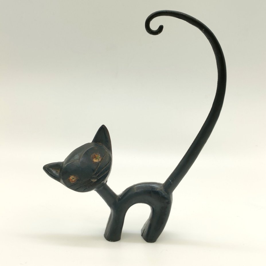 Статуэтка "Чёрный кот", металл, литье, СССР, 1970-1990 гг.