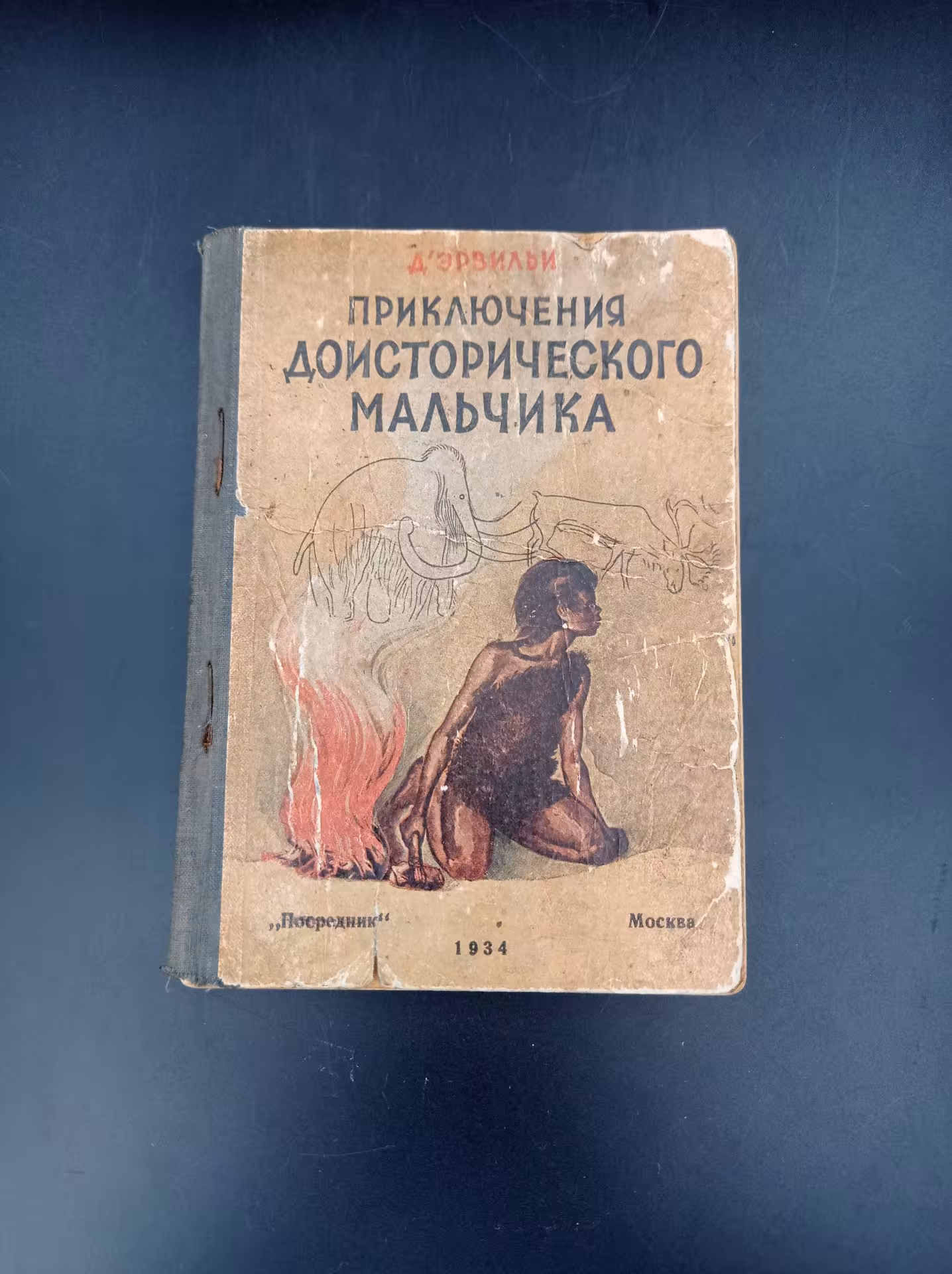 Книга Э. д'Эрвильи "Приключения доисторического мальчика", издательство "Посредник"