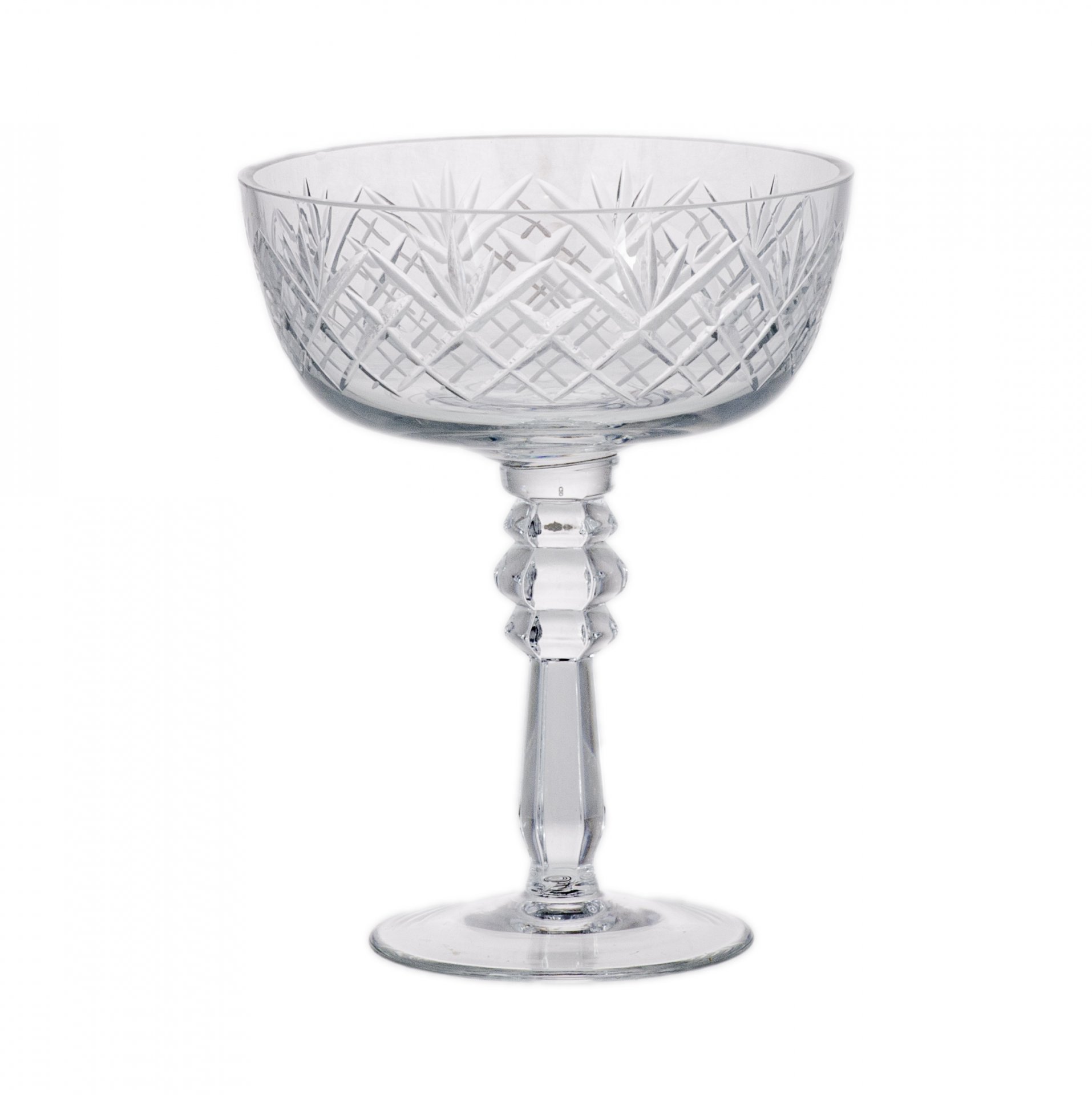 Креманка, декорированная резным узором, хрусталь, резьба, СССР, 1960-1980 гг.