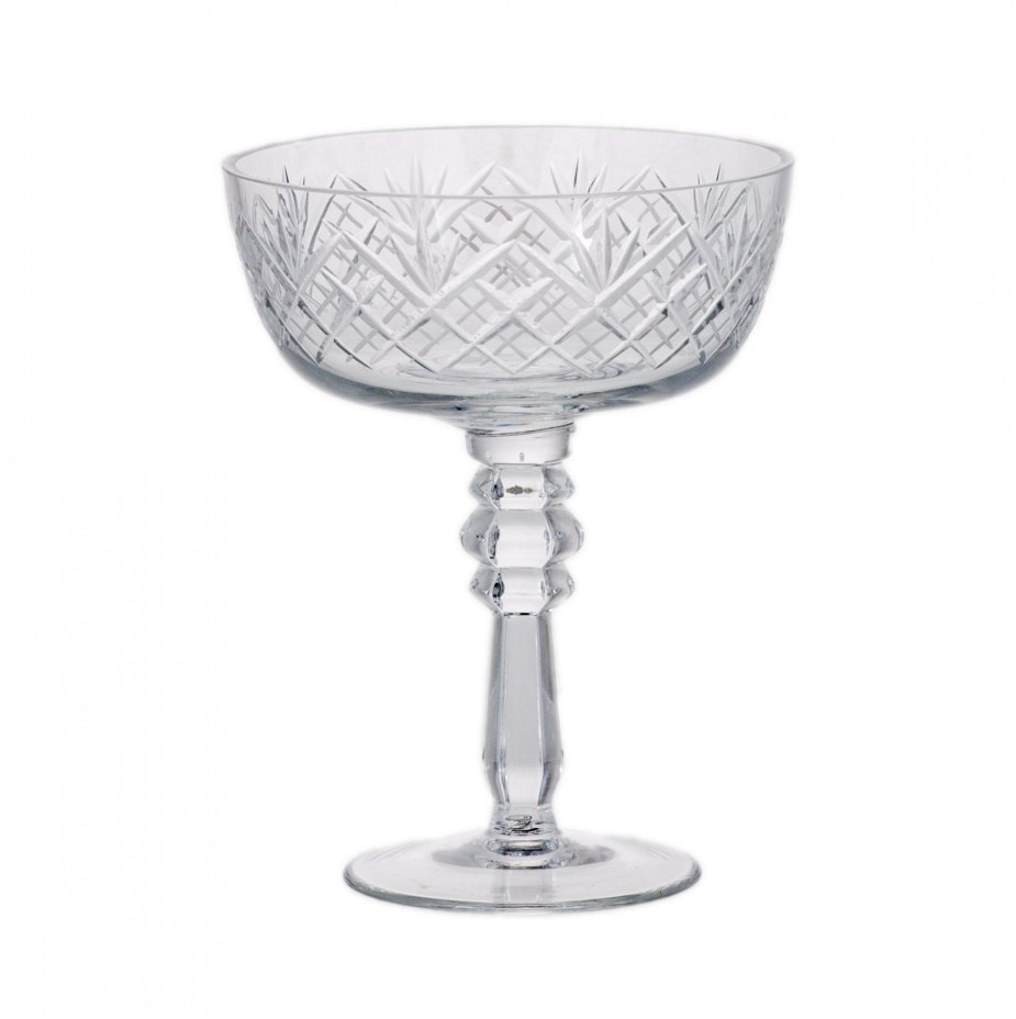 Креманка, декорированная резным узором, хрусталь, резьба, СССР, 1960-1980 гг.