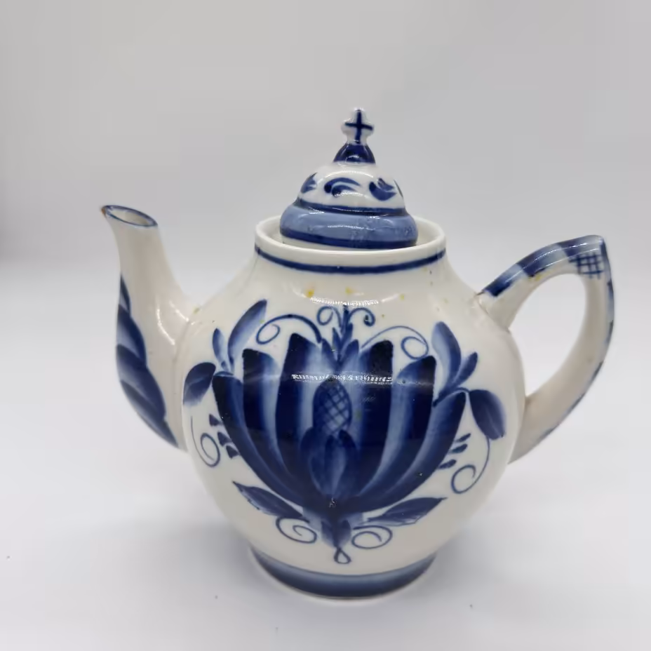 Чайник заварочный с цветочным декором, гжель