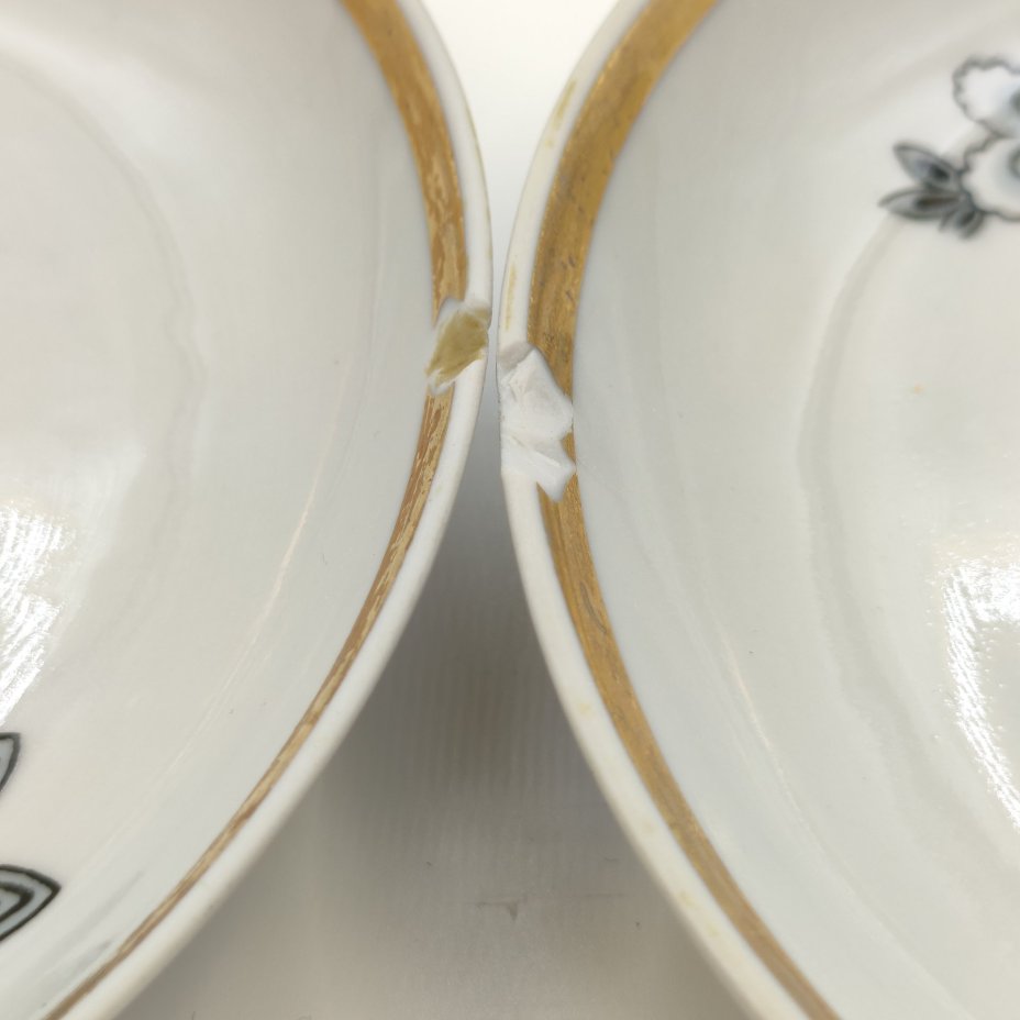 Набор из 2-х чайных пар с цветочным декором, фарфор, деколь, золочение, Дулевский фарфоровый завод (Дулёво), Россия, 1968-1991 гг.