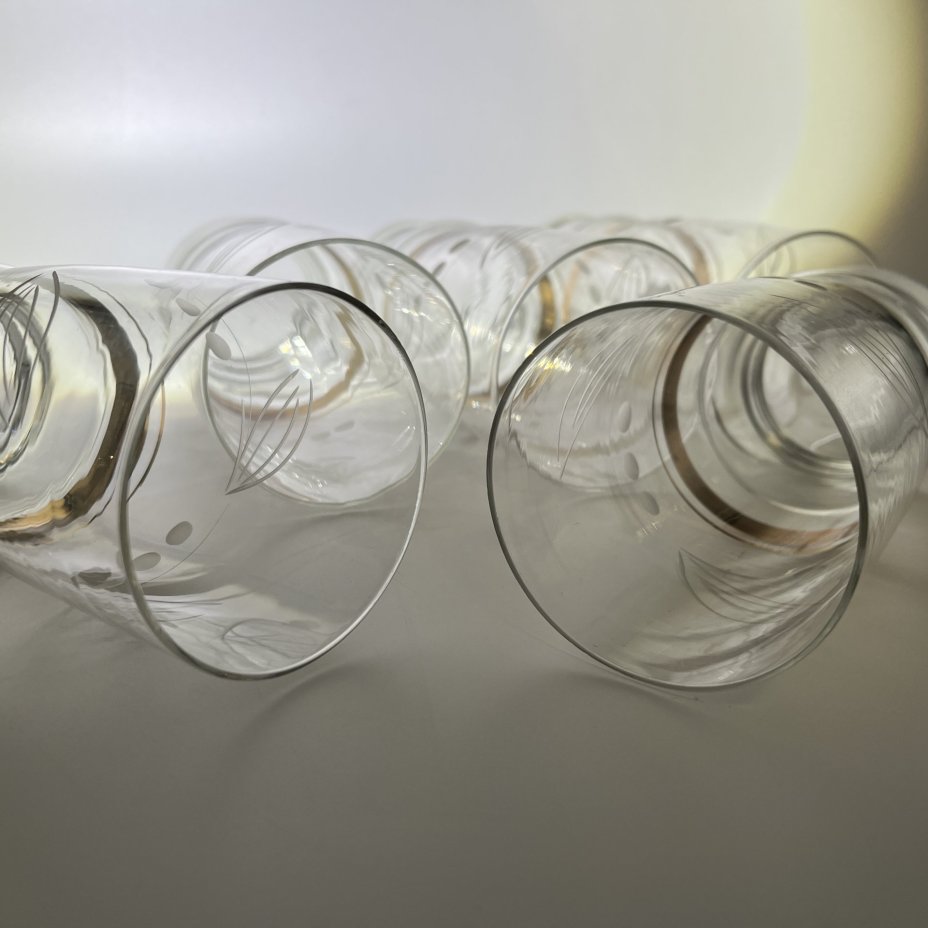 Набор из 5-ти стаканов, украшенных растительным декором