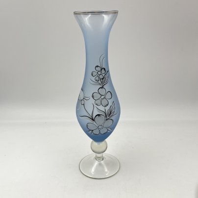 Ваза с узким горлышком для одного цветка, цветное стекло, матирование, роспись, золочение, Чехословакия, 1970-1990 гг.