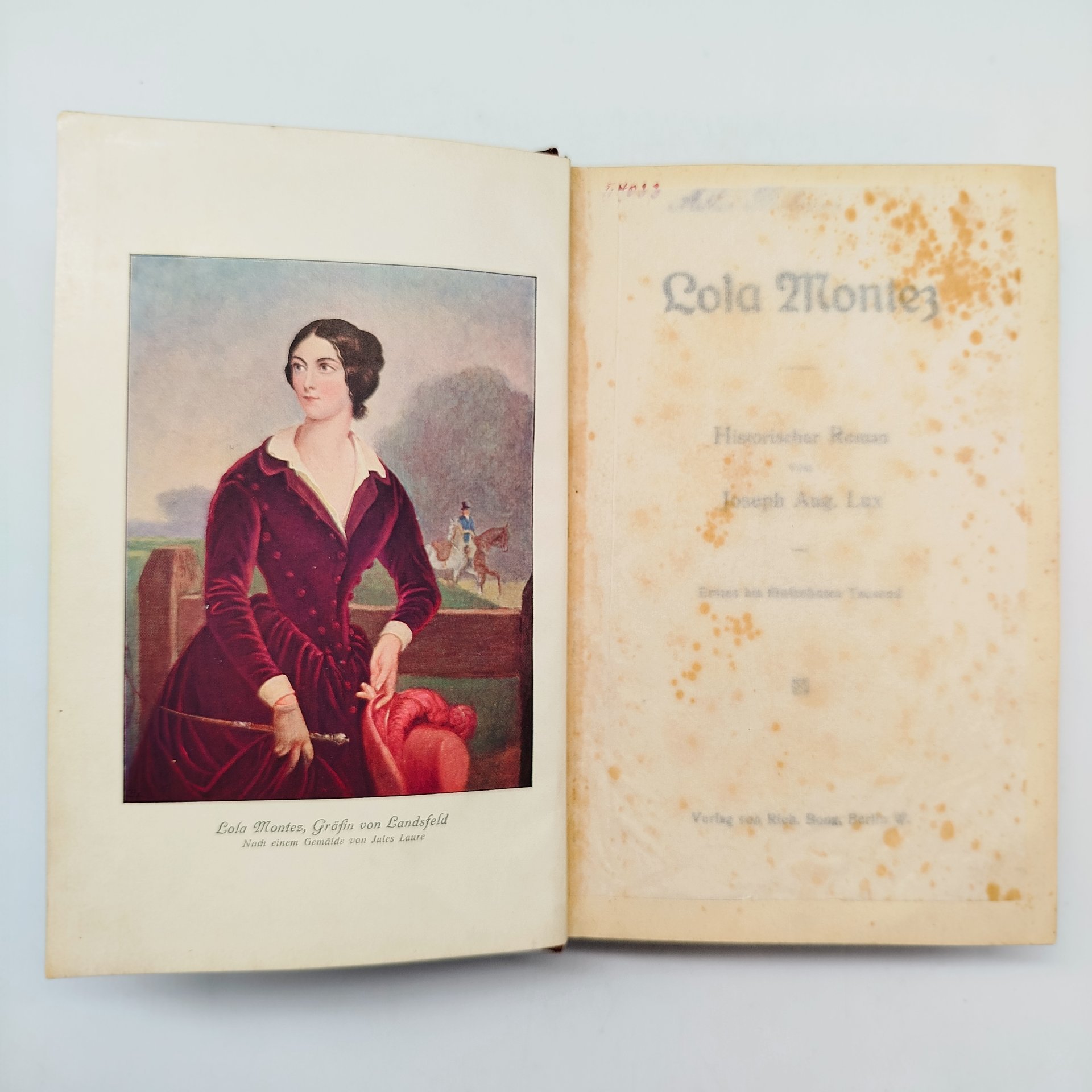 Книга (исторический роман) "Lola Montez", автор Joseph August Lux, на немецком языке