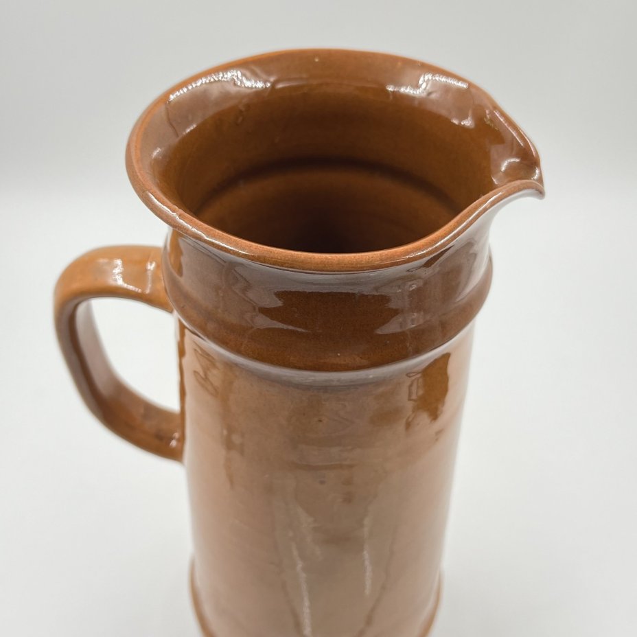 Кувшин с лаконичным декором, керамика, цветные поливы, СССР, 1970-1990 гг.