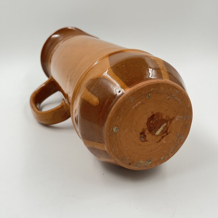 Кувшин с лаконичным декором, керамика, цветные поливы, СССР, 1970-1990 гг.