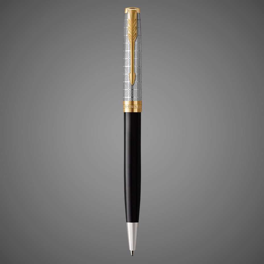 Шариковая ручка Parker Sonnet Premium Refresh BLACK GT, стержень: M, цвет чернил: black , в подарочной упаковке, Лаки и смолы: лак, латунь, нержавеющая сталь, позолота