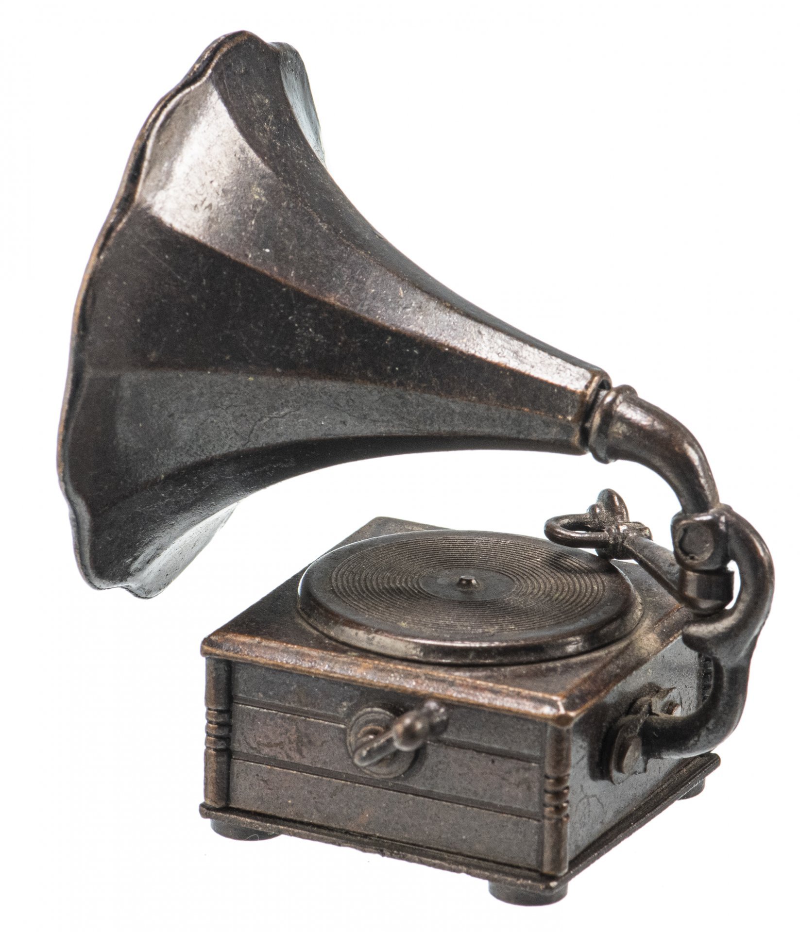 Точилка коллекционная "Граммофон", сплав металла, омеднение, Гонконг, 1970-1980 гг.