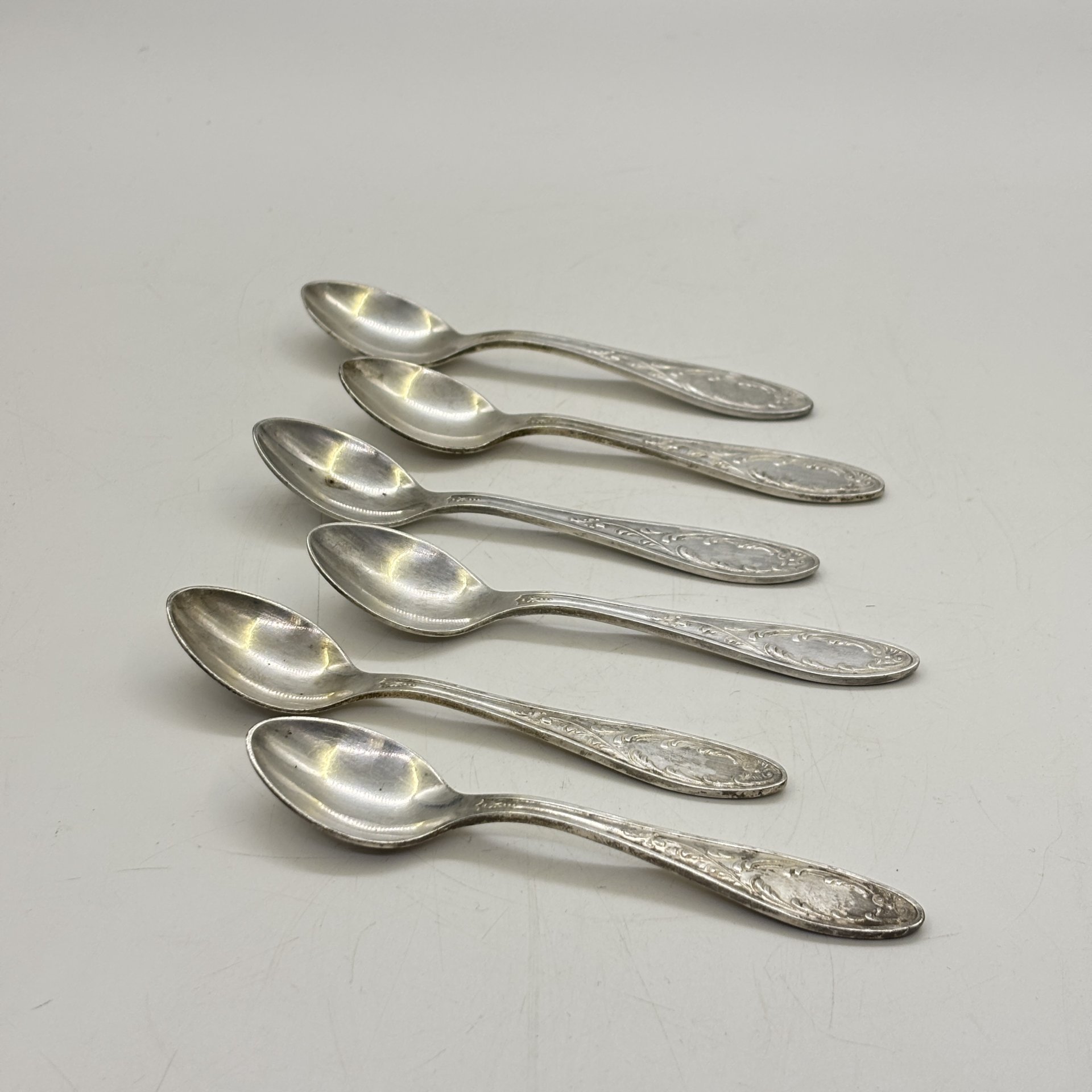 Набор кофейных ложек на 6 персон "Пламя", мНЦ (медь-никель-цинк), Кольчугинский завод цветных металлов, СССР, 1960-1990 гг.