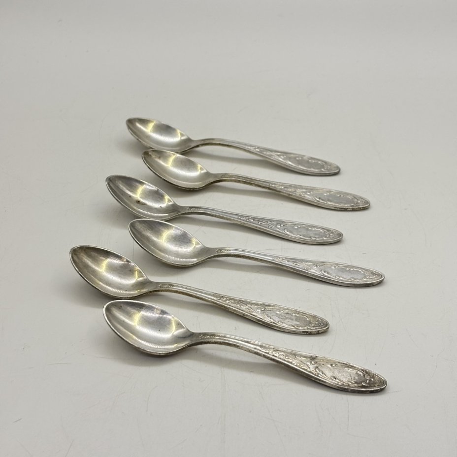 Набор кофейных ложек на 6 персон "Пламя", мНЦ (медь-никель-цинк), Кольчугинский завод цветных металлов, СССР, 1960-1990 гг.