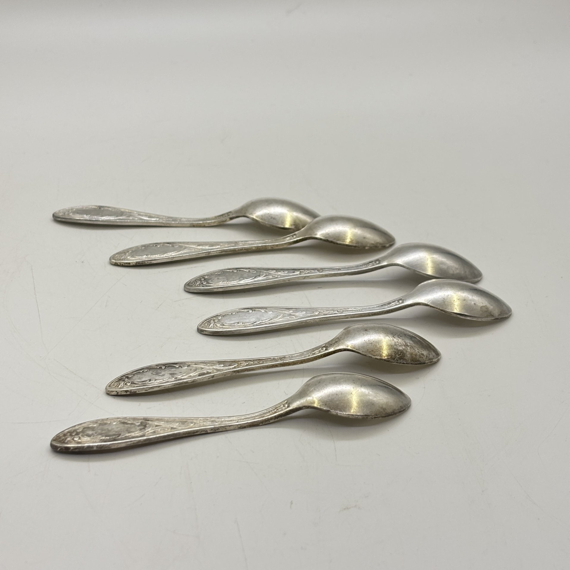 Набор кофейных ложек на 6 персон "Пламя", мНЦ (медь-никель-цинк), Кольчугинский завод цветных металлов, СССР, 1960-1990 гг.