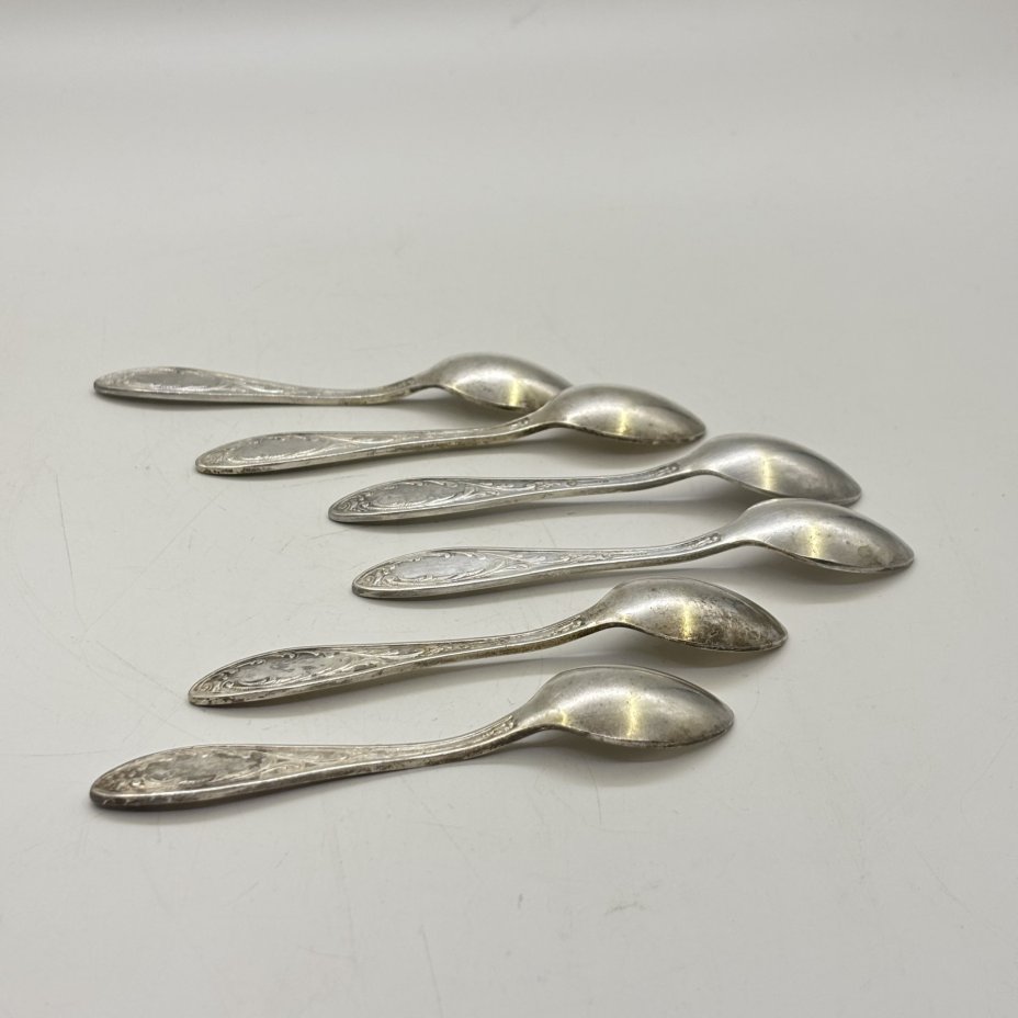 Набор кофейных ложек на 6 персон "Пламя", мНЦ (медь-никель-цинк), Кольчугинский завод цветных металлов, СССР, 1960-1990 гг.