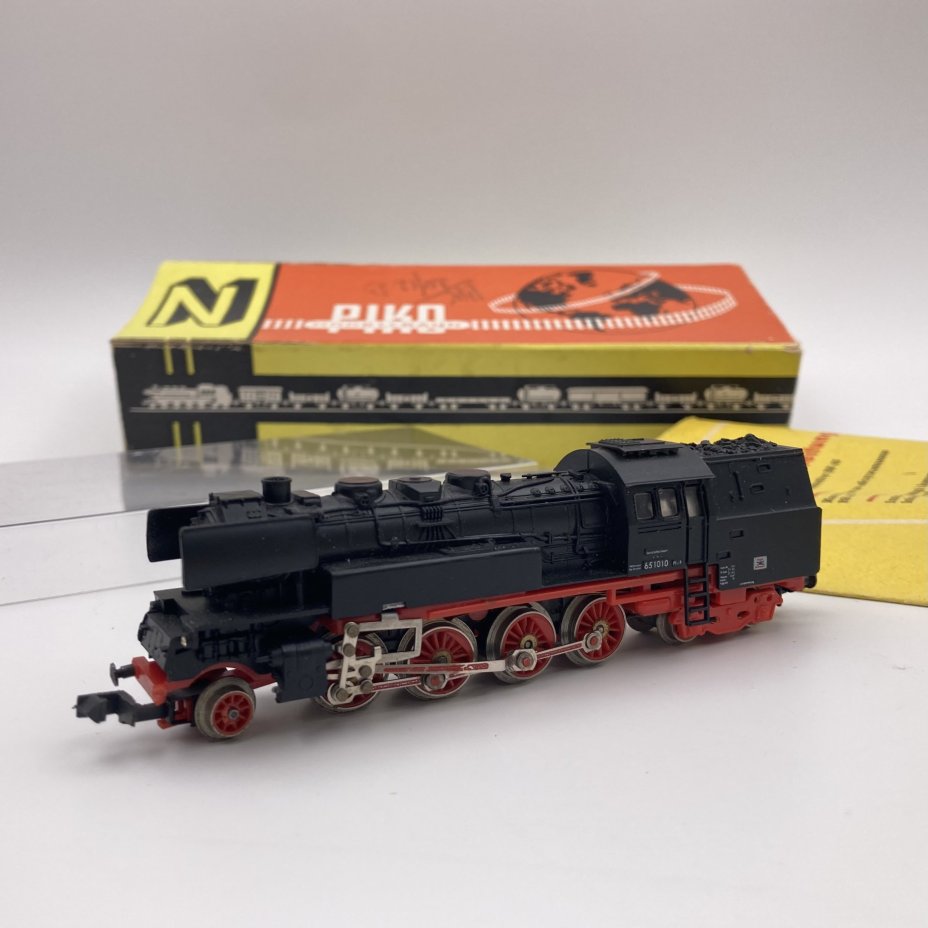 Модель железнодорожная, паровоз "BR 65 5/4103" в оригинальной коробке с инструкцией, металл, пластик, картон, печать, бумага, Piko, ГДР, 1970-1989 гг., Piko