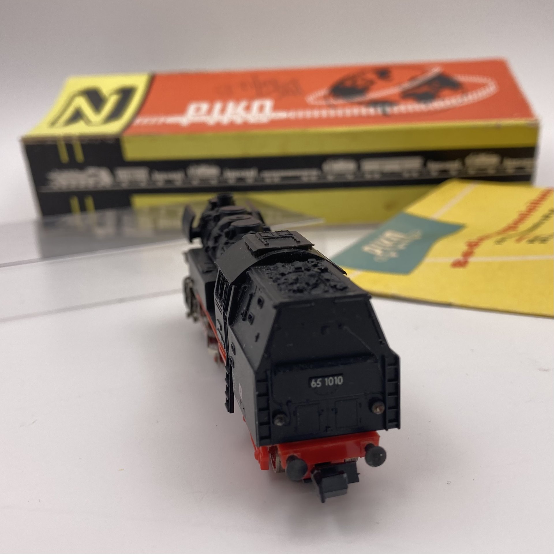 Модель железнодорожная, паровоз "BR 65 5/4103" в оригинальной коробке с инструкцией, металл, пластик, картон, печать, бумага, Piko, ГДР, 1970-1989 гг., Piko