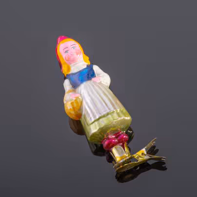Винтажная елочная игрушка СССР "Красная Шапочка" на прищепке