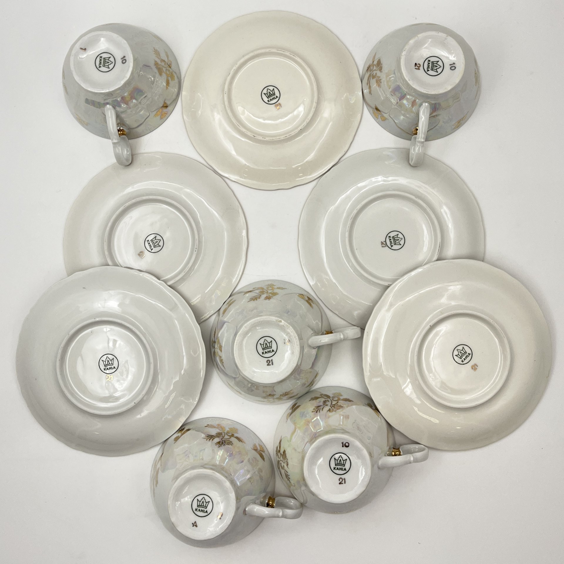 Набор чайных пар с цветочным декором на 5 персон