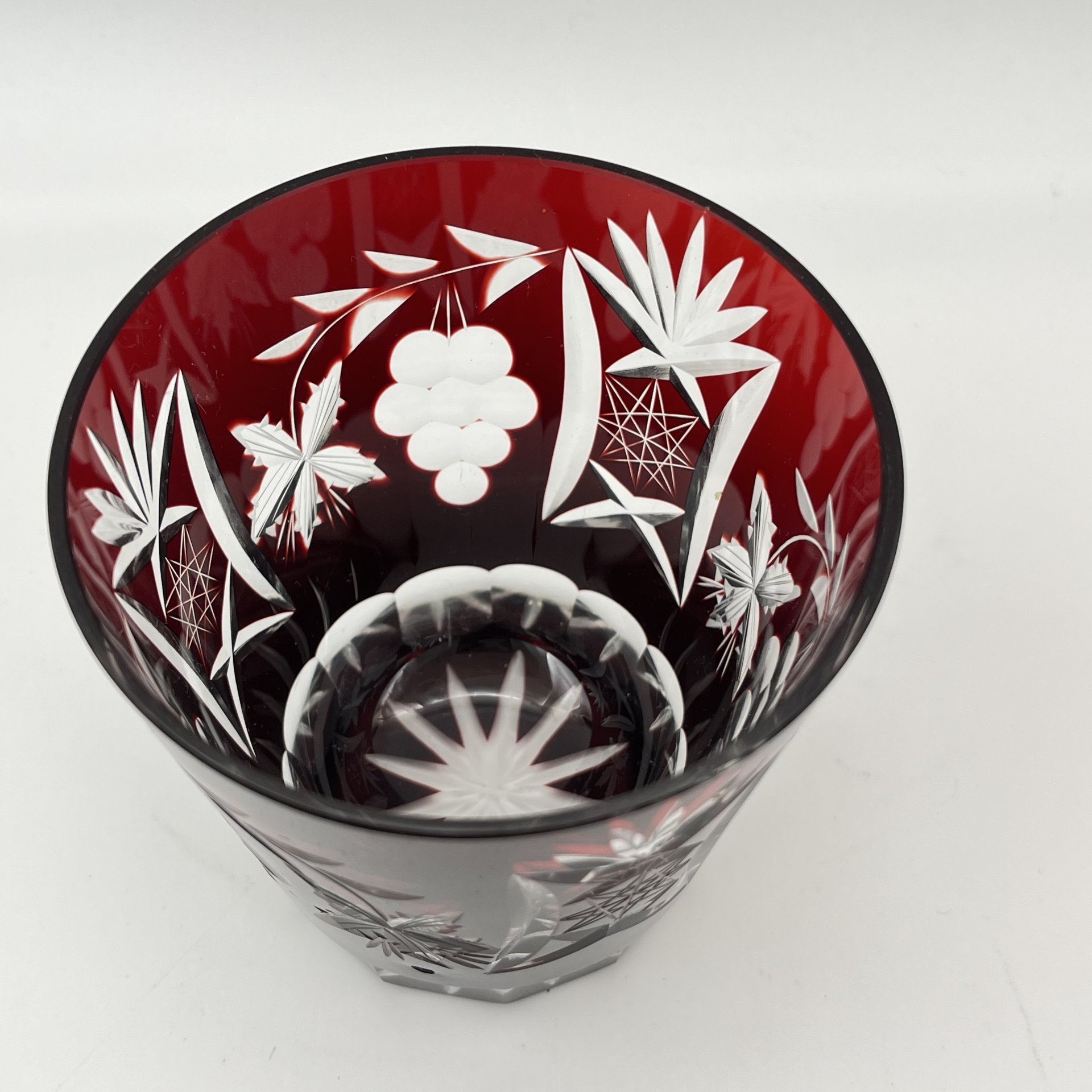 Стакан для виски (рокс), стекло, нацвет, резьба, Egermann, Германия, 1970-1980 гг.