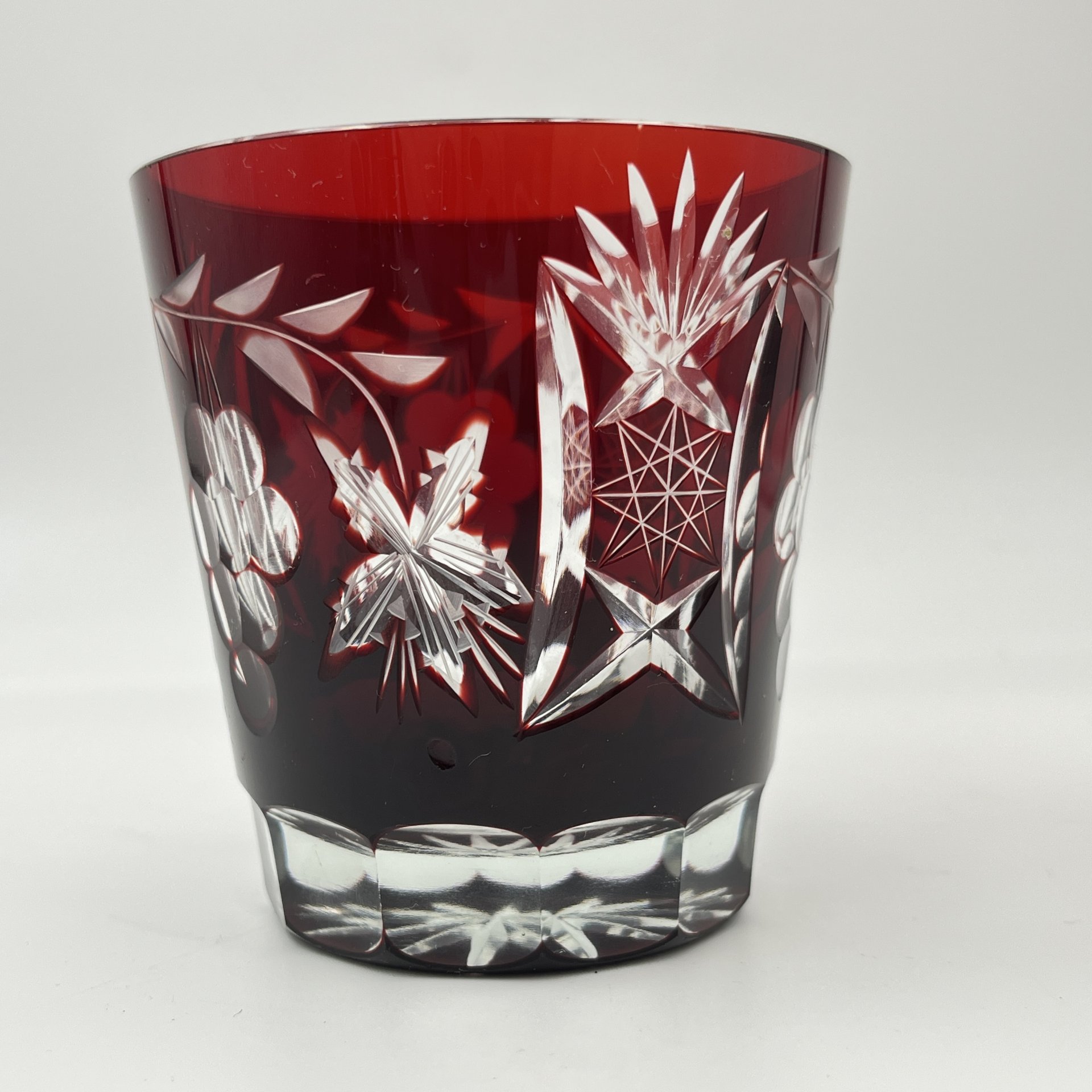 Стакан для виски (рокс), стекло, нацвет, резьба, Egermann, Германия, 1970-1980 гг.