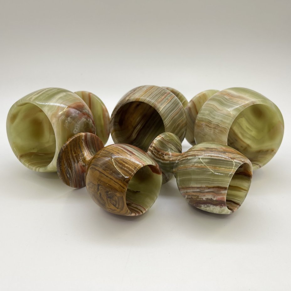 Набор бокалов и рюмок для крепких напитков из натурального камня (5 шт., в подборе), в оригинальной коробке, оникс