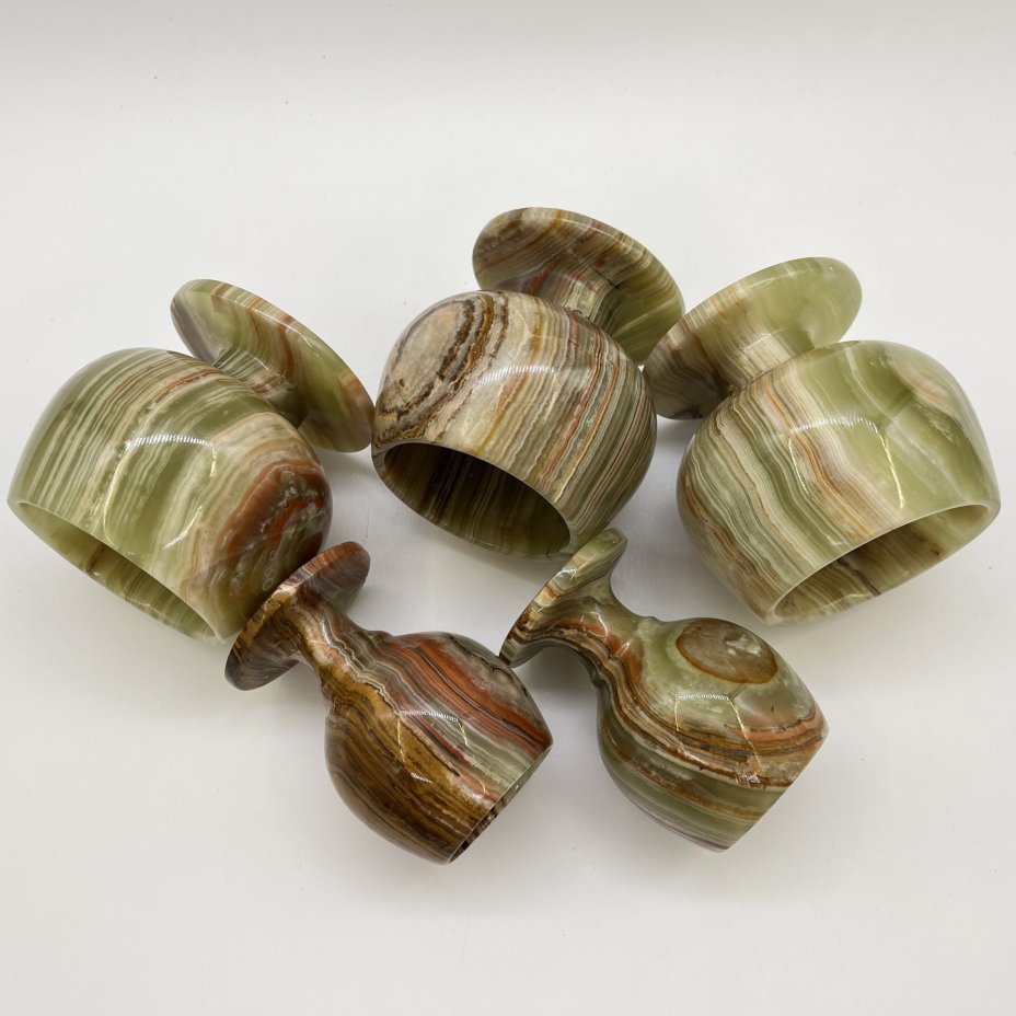 Набор бокалов и рюмок для крепких напитков из натурального камня (5 шт., в подборе), в оригинальной коробке, оникс