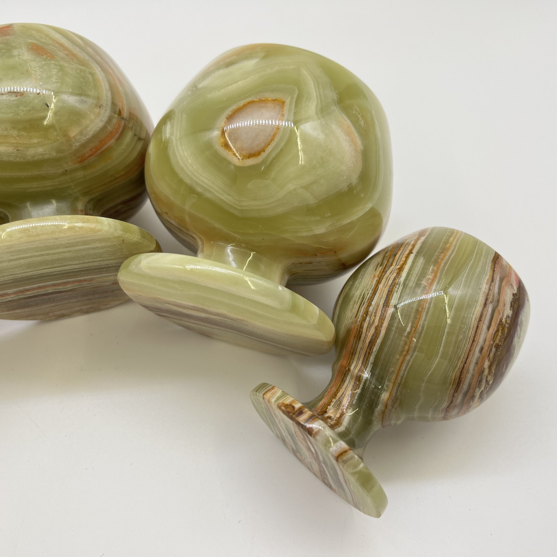 Набор бокалов и рюмок для крепких напитков из натурального камня (5 шт., в подборе), в оригинальной коробке, оникс, Россия, 1990-2010 гг.