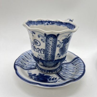 Чайная пара "Ольга" (подбор), фарфор, роспись, Россия, 1990-2010 гг.