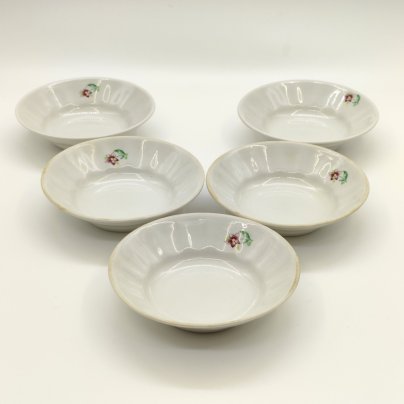 Набор из 5-ти розеток с цветочным декором, фарфор, деколь, Добрушский фарфоровый завод, СССР, 1978-1991 гг.