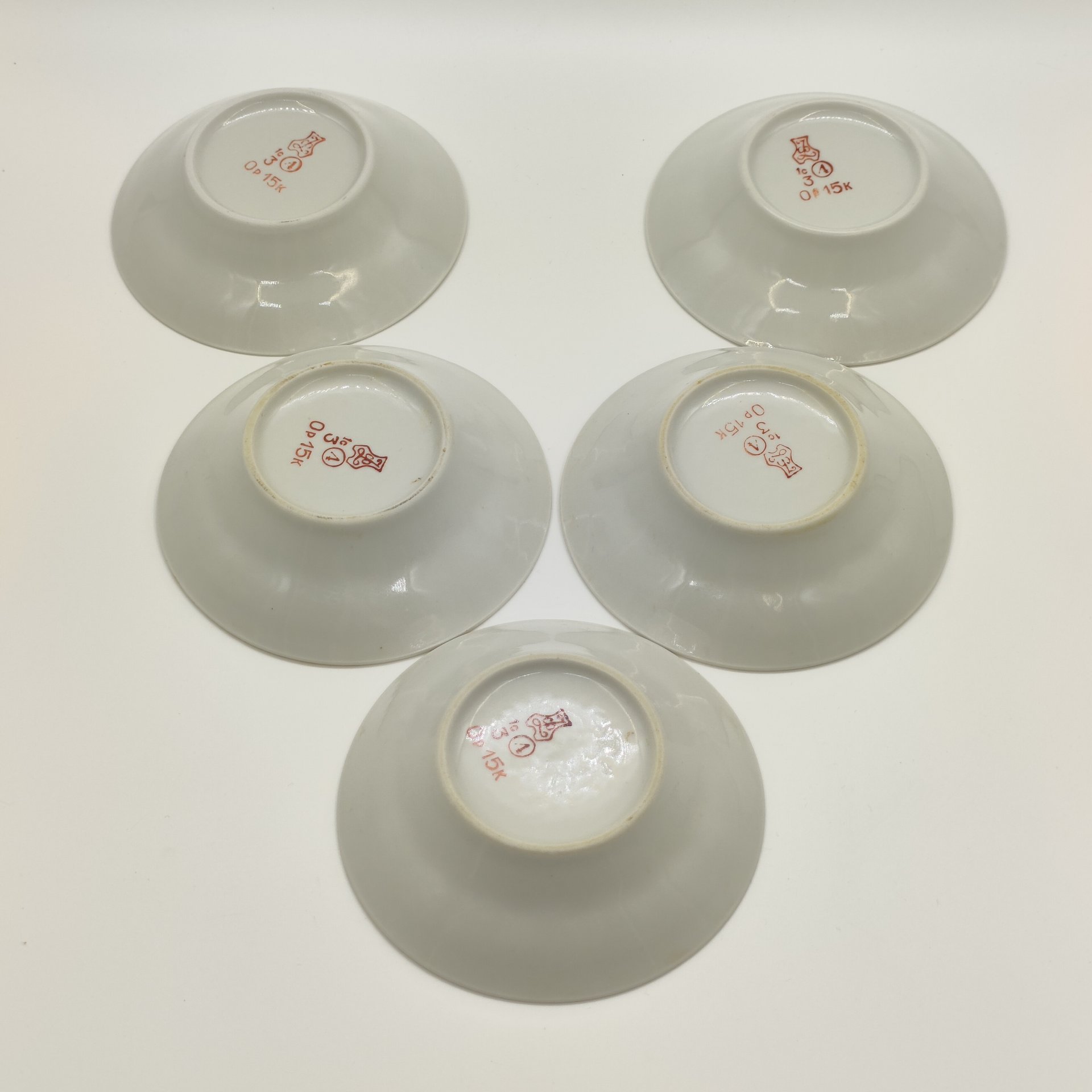 Набор из 5-ти розеток с цветочным декором, фарфор, деколь, Добрушский фарфоровый завод, СССР, 1978-1991 гг.