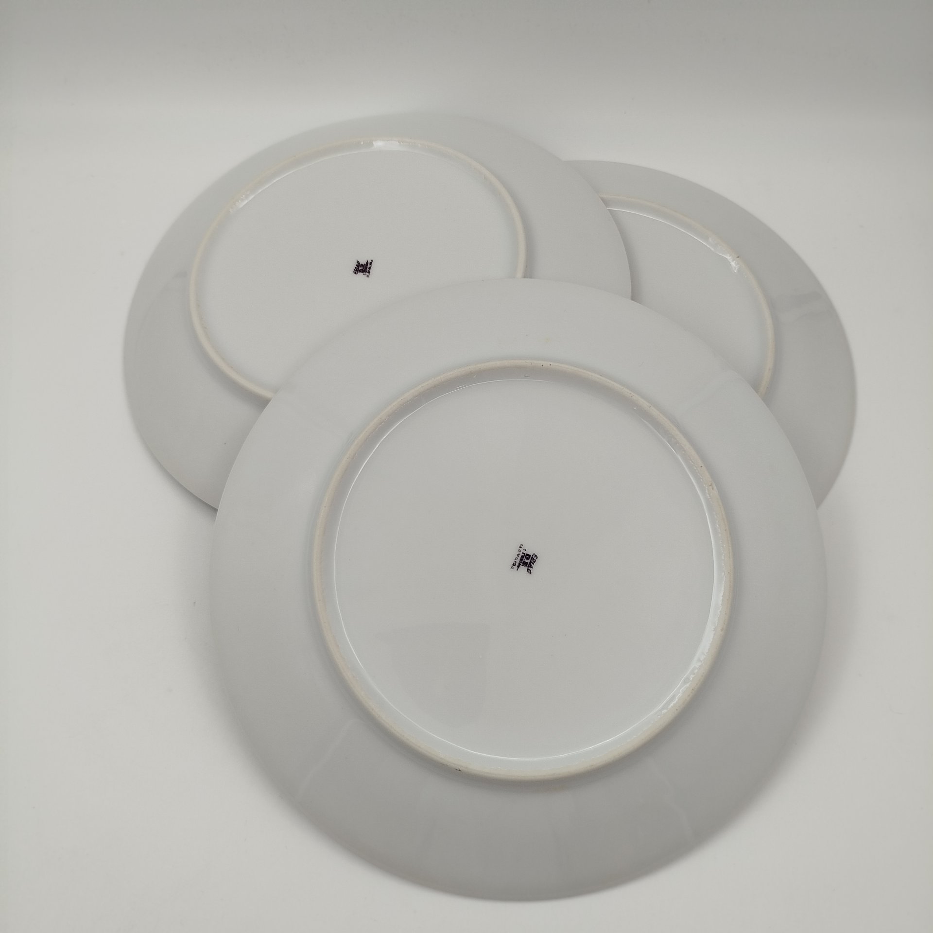 Набор из шести обеденных тарелок с цветочным декором в розово-зеленой гамме