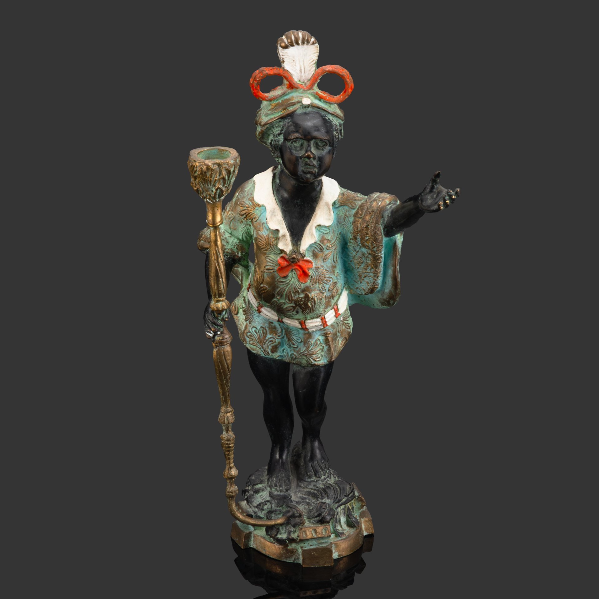 Подсвечник каминный "Арапчонок" ("Мавр"), металл, крашение, патинирование, Европа, 1950-1980 гг.