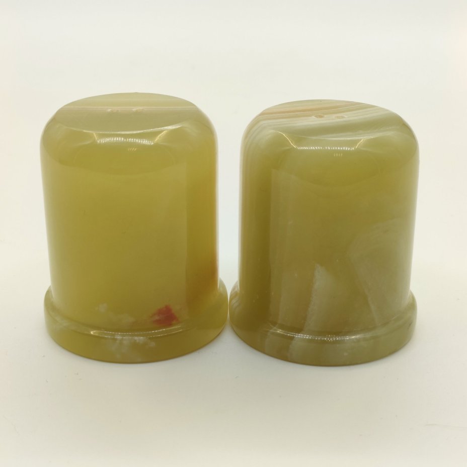 Пара перечниц зеленого оттенка, оникс, резьба