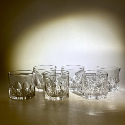 Набор из 6-ти стопок с рельефным декором, стекло, СССР, 1980-1990 гг.