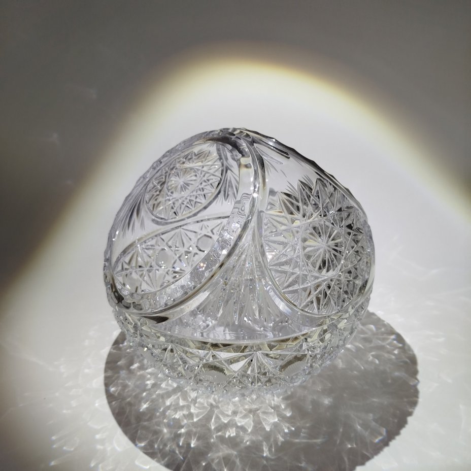 Конфетница с ручкой, хрусталь, гранение, Дятьковский хрустальный завод, СССР, 1970-1980 гг.