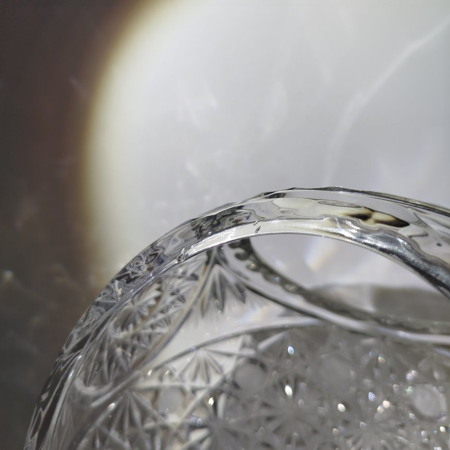 Конфетница с ручкой, хрусталь, гранение, Дятьковский хрустальный завод, СССР, 1970-1980 гг.