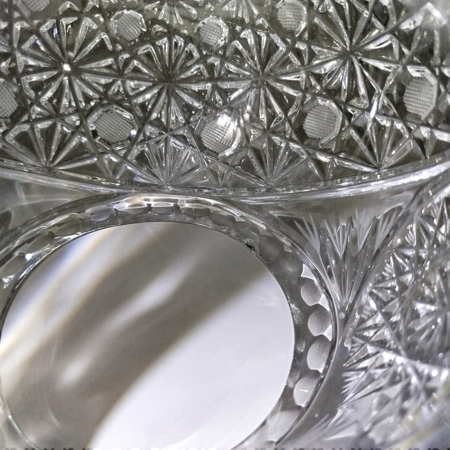 Конфетница с ручкой, хрусталь, гранение, Дятьковский хрустальный завод, СССР, 1970-1980 гг.