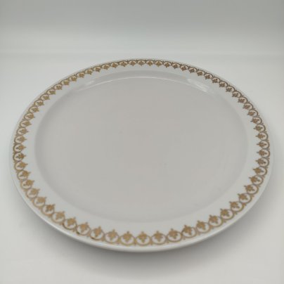 Блюдо сервировочное круглой формы с золотистым узором, фарфор, золочение, Colditz (Кольдиц), ГДР, 1970-1980 гг.