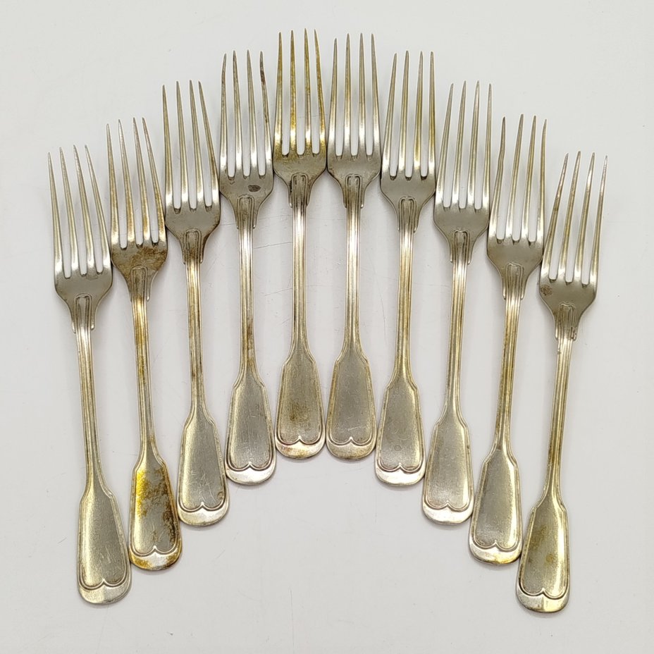 Набор из 10-ти десертных вилок, альпака, Европа, 1910-1940 гг.