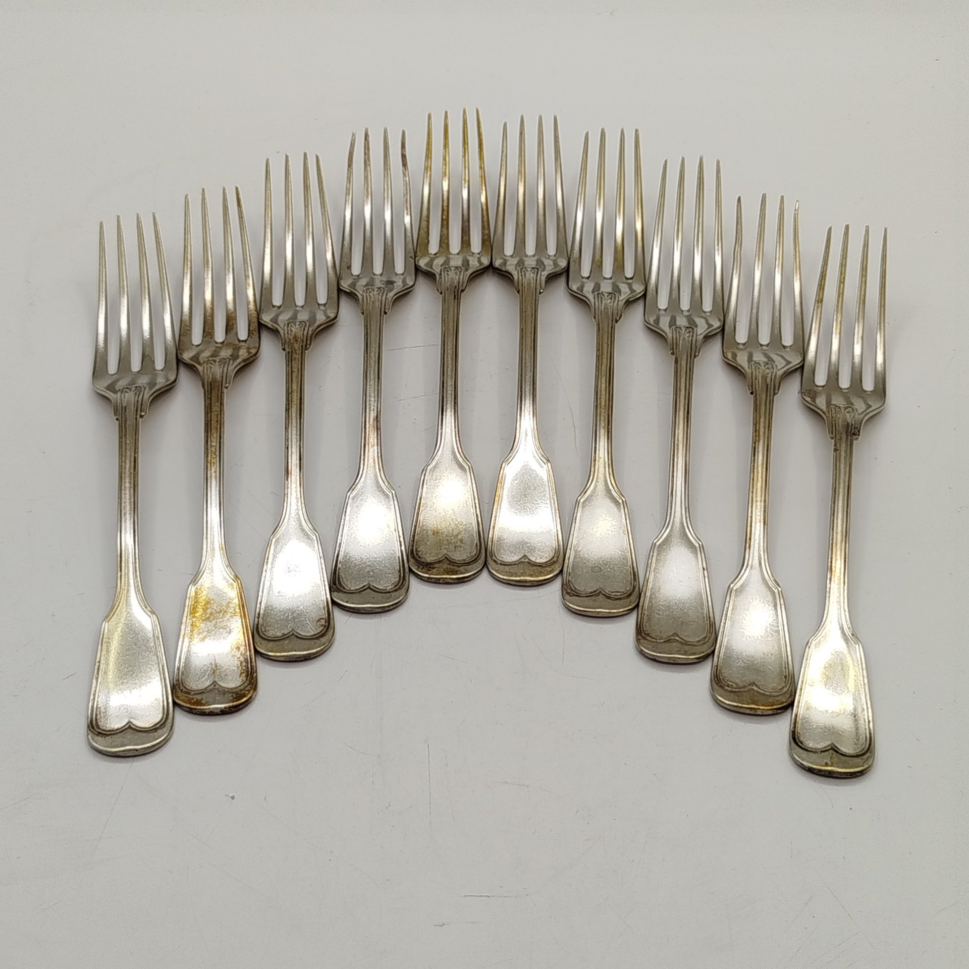 Набор из 10-ти десертных вилок, альпака, Европа, 1910-1940 гг.